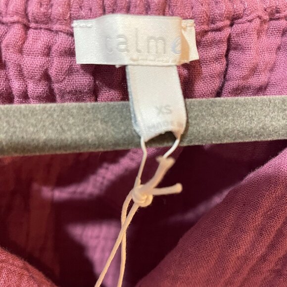 Calme by Johnny Was Liya Split Neck Mauve 100% Organic Cotton Top Size XS NWT - Picture 7 of 9